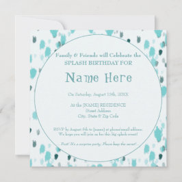 Invitación Fun azul y gris personalizado Gran Splash Cumpleañ