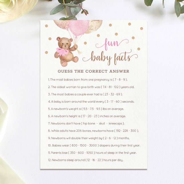 Invitación Fun Baby Facts Game Baby Shower Teddy Bear Card (Subido por el creador)