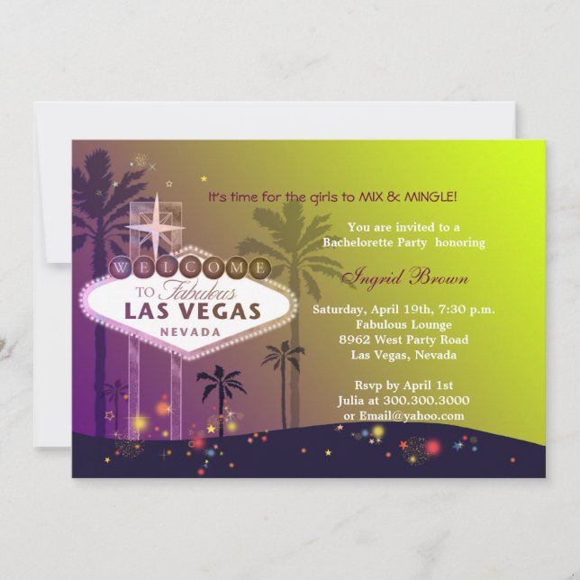 Invitación Fun Bachelorette de Las Vegas (Anverso)