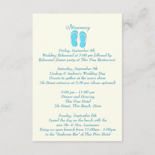 Invitación Fun Beach Flip Flops Azul Boda Intinerar