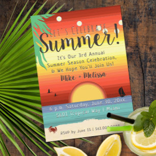Invitación ☀️ 🌴 Fun Beach Sunset Tropical Summer Fiesta