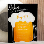 Invitación Fun Beer pinta negro sorpresa cuarenta años<br><div class="desc">¡Qué sorpresa! Sorpresa divertida por su 40 cumpleaños con grandes pinturas de cerveza,  en blanco editable sobre negro. ¡La fiesta de cumpleaños sorpresa perfecta!</div>