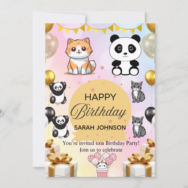 Invitación Fun Birthday Party Invitation | Colorful Modern  (Anverso)