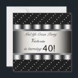 Invitación Fun Black 40th Birthday Party Invitation<br><div class="desc">La invitación a la fiesta de cumpleaños número 40 de la mujer es divertida,  moderna en blanco y negro. Personalice la parte delantera y el personalizar de la parte posterior con su elección de estilo de fuente y color de fuente,  y color de fondo de la parte posterior.</div>