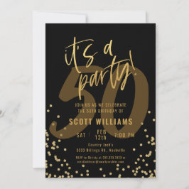 Invitación Fun Black and Gold 50th Birthday Party Invitation