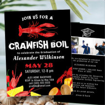 Fun Black Crawfish Hervir 3 Photo Graduation Party
