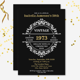Invitación Fun Black White y Gold Vintage Year Cumpleaños