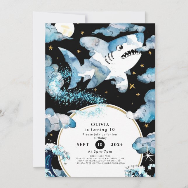 Invitación Fun Blue Editable Sharthday Cumpleaños (Anverso)