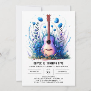 Invitación Fun Boho Guitar Boy Cumpleaños
