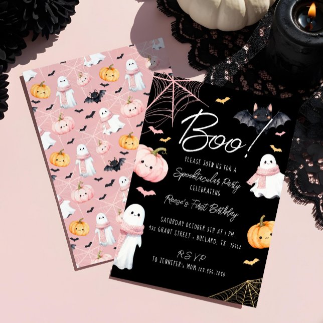 Invitación Fun Boo! Spooktacular Halloween Birthday Party (Fun Boo! Spooktacular Halloween Birthday Party Invitation)