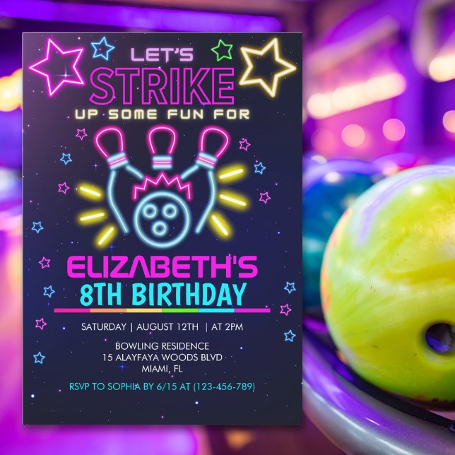 Invitación Fun Bowling Birthday Girl (Subido por el creador)