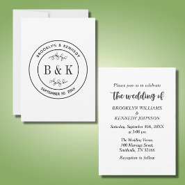 Invitación Fun bucal botánico Monograma Boda Nombre de la par