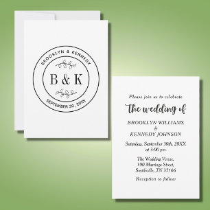 Invitación Fun bucal botánico Monograma Boda Nombre de la par