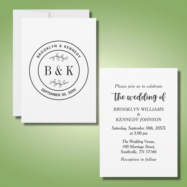 Invitación Fun bucal botánico Monograma Boda Nombre de la par (Subido por el creador)