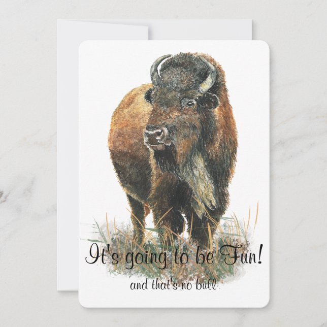 Invitación Fun Buffalo Bison Wildlife Animal Park Celebration (Anverso)