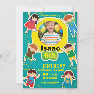 Invitación Fun Cartoon Birthday Invitation – Colorful Kids 