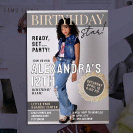 Invitación Fun Celebrity Magazine Cover Newspaper Bday Photo