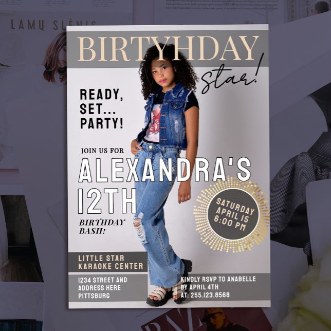 Invitación Fun Celebrity Magazine Cover Newspaper Bday Photo (Subido por el creador)