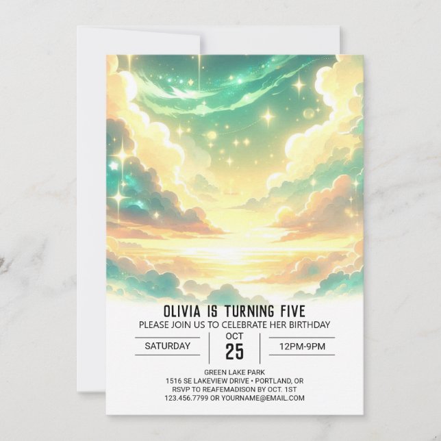 Invitación Fun Celestial Digital Birthday (Anverso)