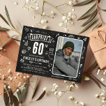 Invitación Fun Chalkboard Doodle Foto Sorpresa 60 cumpleaños<br><div class="desc">Descubre la diversión con nuestra moderna y divertida "Shhh...  es una sorpresa" ¡la invitación a la fiesta de cumpleaños número 60! Con un toque nostálgico en un diseño rústico de pizarra,  se puede personalizar con una foto personal y detalles fiestas. Crea un rumor instantáneo para tu celebración sorpresa!</div>