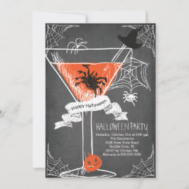 Invitación Fun Chalkboard Spooky Halloween Cocktail Fiesta