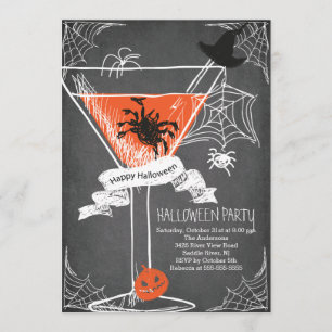 Invitación Fun Chalkboard Spooky Halloween Cocktail Fiesta