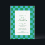 Invitación Fun Checkerboard Blue Green Geometric Birday<br><div class="desc">Curte divertido moderno tablero de ajedrez Invitación a fiesta de cumpleaños geométrica en azul y verde</div>