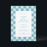 Invitación Fun Checkerboard Light Blue Geometric Birday<br><div class="desc">Curso divertido y moderno tablero de ajedrez Invitación a fiesta de cumpleaños geométrica en azul claro</div>