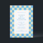 Invitación Fun Checkerboard Light Blue Geometric Birday<br><div class="desc">Curso divertido y moderno tablero de ajedrez Invitación a fiesta de cumpleaños geométrica en azul claro</div>