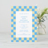 Fun Checkerboard Light Blue Geometric Birday