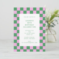 Fun Checkerboard Pink Green Geometric Birday