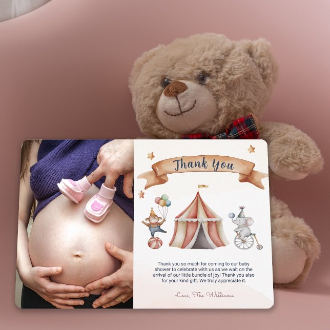 Invitación Fun Circus Animal Baby Shower (Fun Circus Animal Baby Shower Thank You Card)