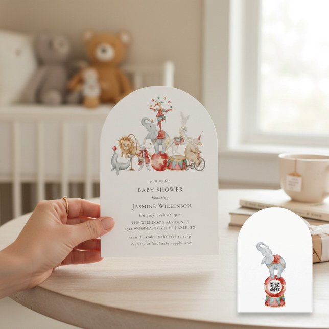 Invitación fun Circus Baby Shower with qr code Invitation (Subido por el creador)