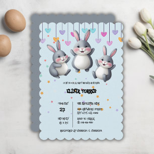 Invitación Fun Colorful Cute Hoppers Bunny Baby Shower