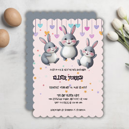 Invitación Fun Colorful Cute Hoppers Bunny Baby Shower