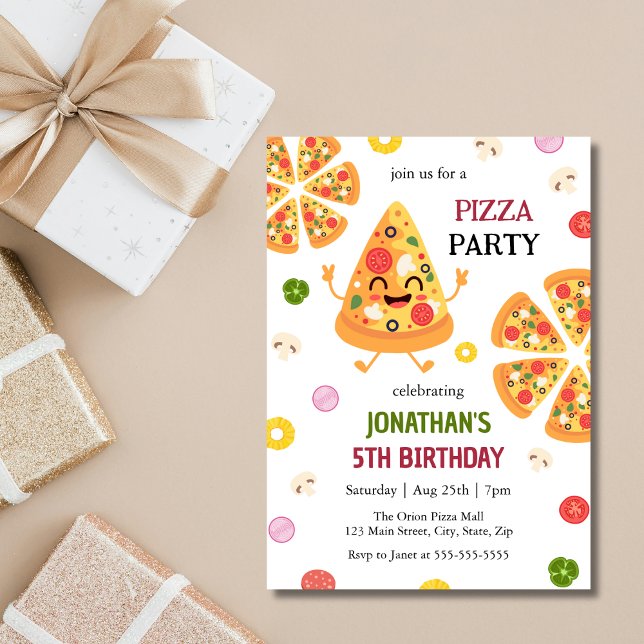 Invitación Fun Colorful Pizza Fiestas Niños Cumpleaños (Subido por el creador)