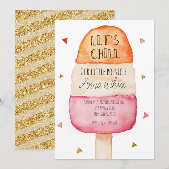 Invitación Fun Colorful Popsicle Birthday Invitation (Anverso / Reverso)