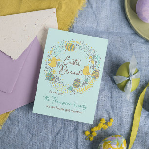 Invitación Fun Colorful Wreath Easter Brunch Egg Hunt