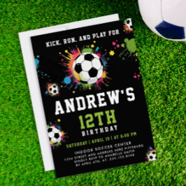 Invitación Fun colorido partido de cumpleaños de fútbol depor