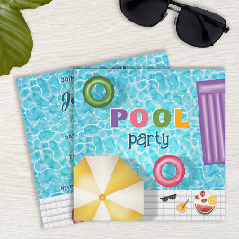 Invitación Fun colorido verano Piscina Fiesta Cumpleaños