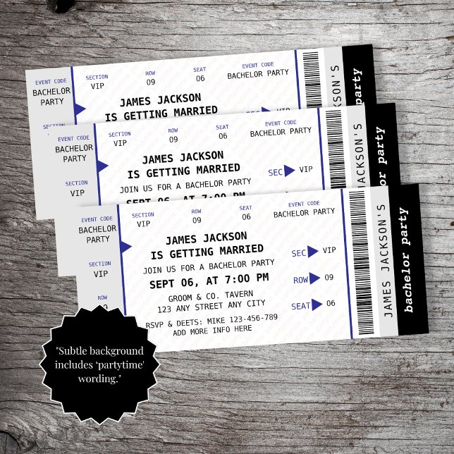 Invitación Fun Concert Ticket Música Bacheler Party (Fun Concert Ticket Music Bachelor Party Invitation)
