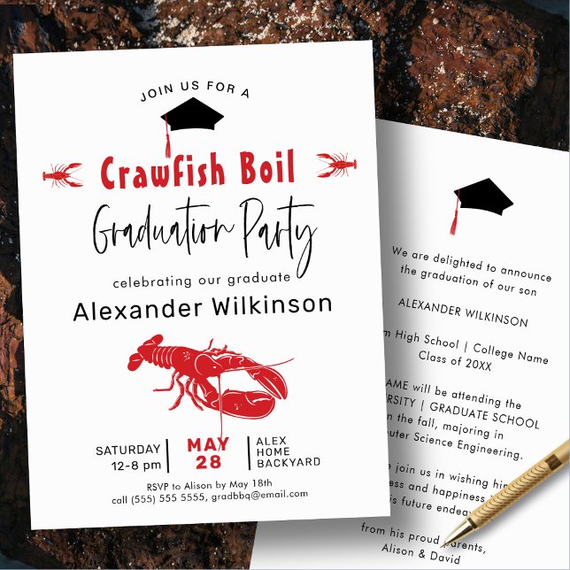 Invitación Fun Crawfish Boil BBQ Graduación (Subido por el creador)