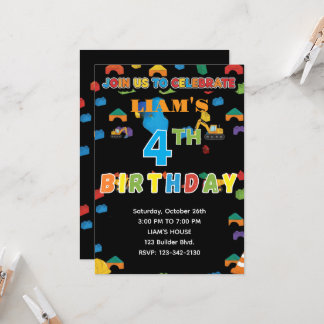 Invitación Fun Customizable Construction Birthday Invitation