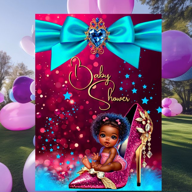 Invitación Fun Cute Baby Shower Girl Pink Blue Baby Shoe (Subido por el creador)