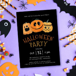 Invitación Fun Cute Calabaza Jack O'Lantern Halloween Party