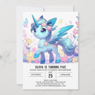 Invitación Fun Cute Unicorn Digital Birday
