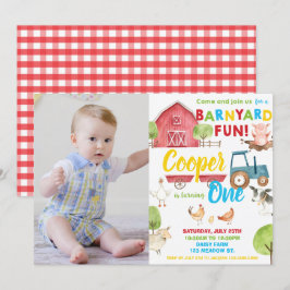 Invitación Fun de Barnyard Fiesta de cumpleaños foto de anima