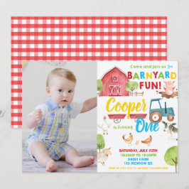 Invitación Fun de Barnyard Fiesta de cumpleaños foto de anima