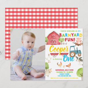 Invitación Fun de Barnyard Fiesta de cumpleaños foto de anima