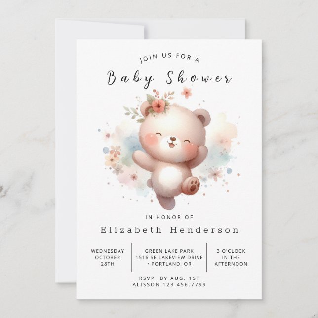 Invitación Fun Digital Bear Baby Shower (Anverso)